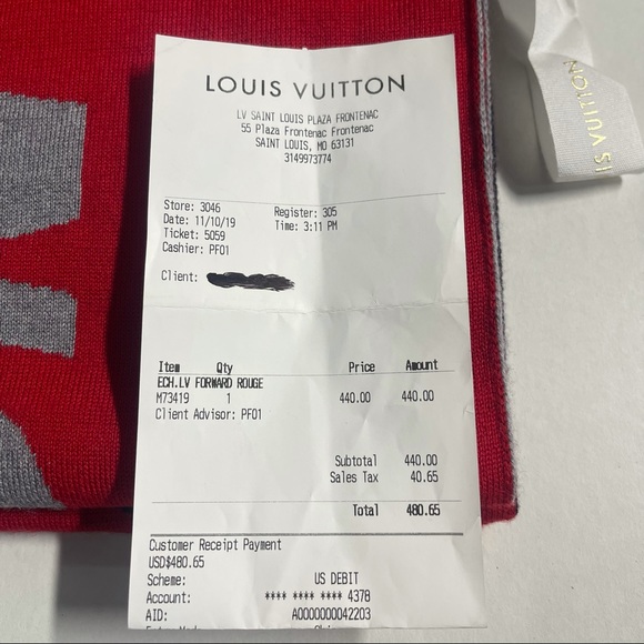 Louis Vuitton LV Scarf W/Receipt🧣🧾Red X Navy Blue X Grey (OPEN BOX NEVER WORN) - Picture 10 of 16